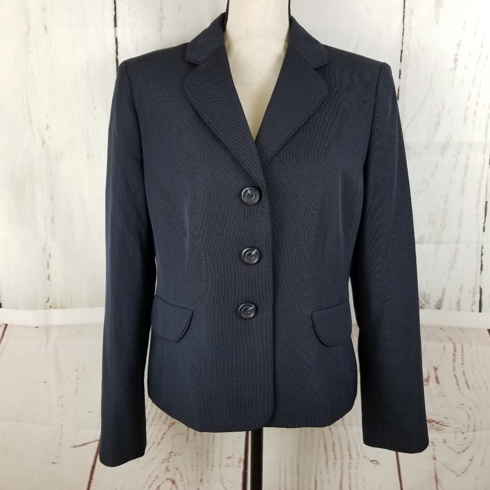 Evan Picone Blazer Jacket Sz 12 Navy Blue